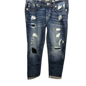 Miss Me Jeans Boyfriend Ankle Distressed Women’s Size 27 Dark Wash